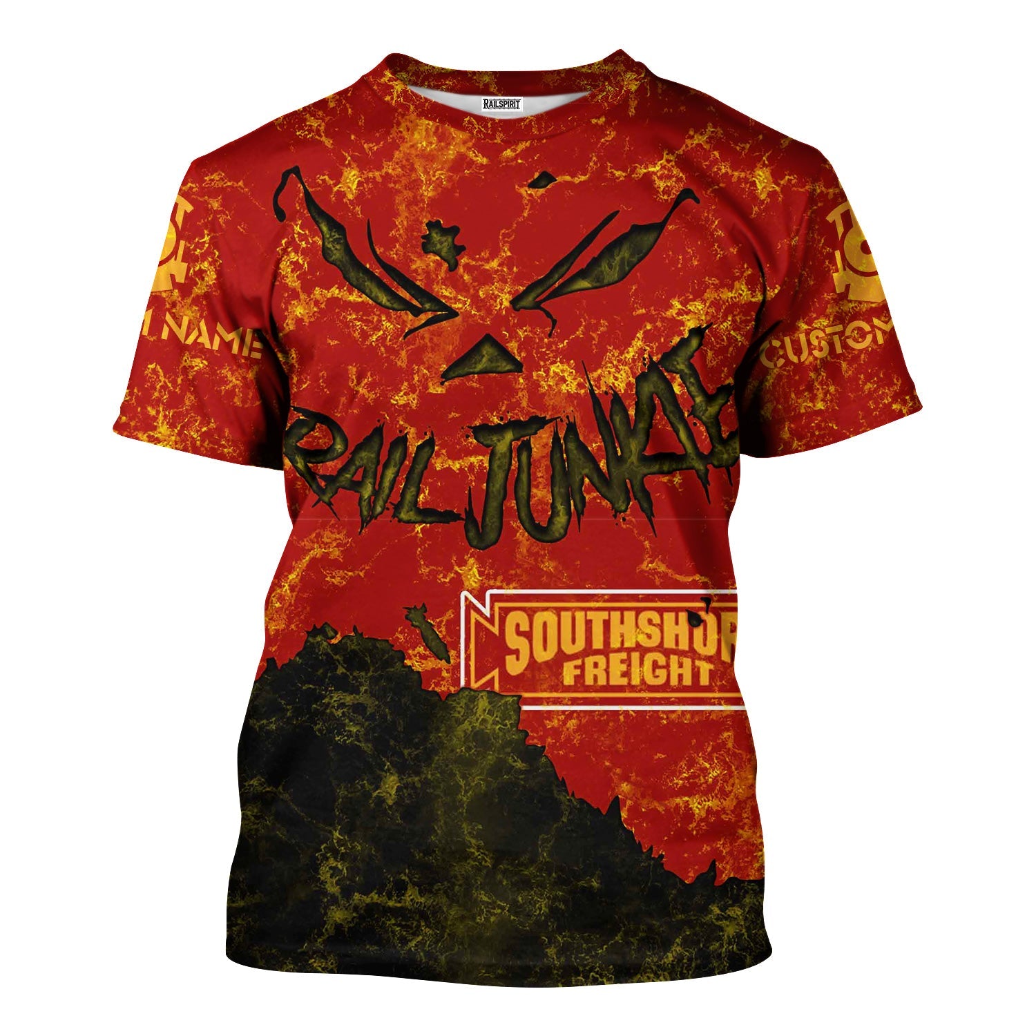 Railspirit Personalized Chicago South Shore and South Bend Railroad T-Shirt Torn Graphic Style Train Shirt For Rail Junkie