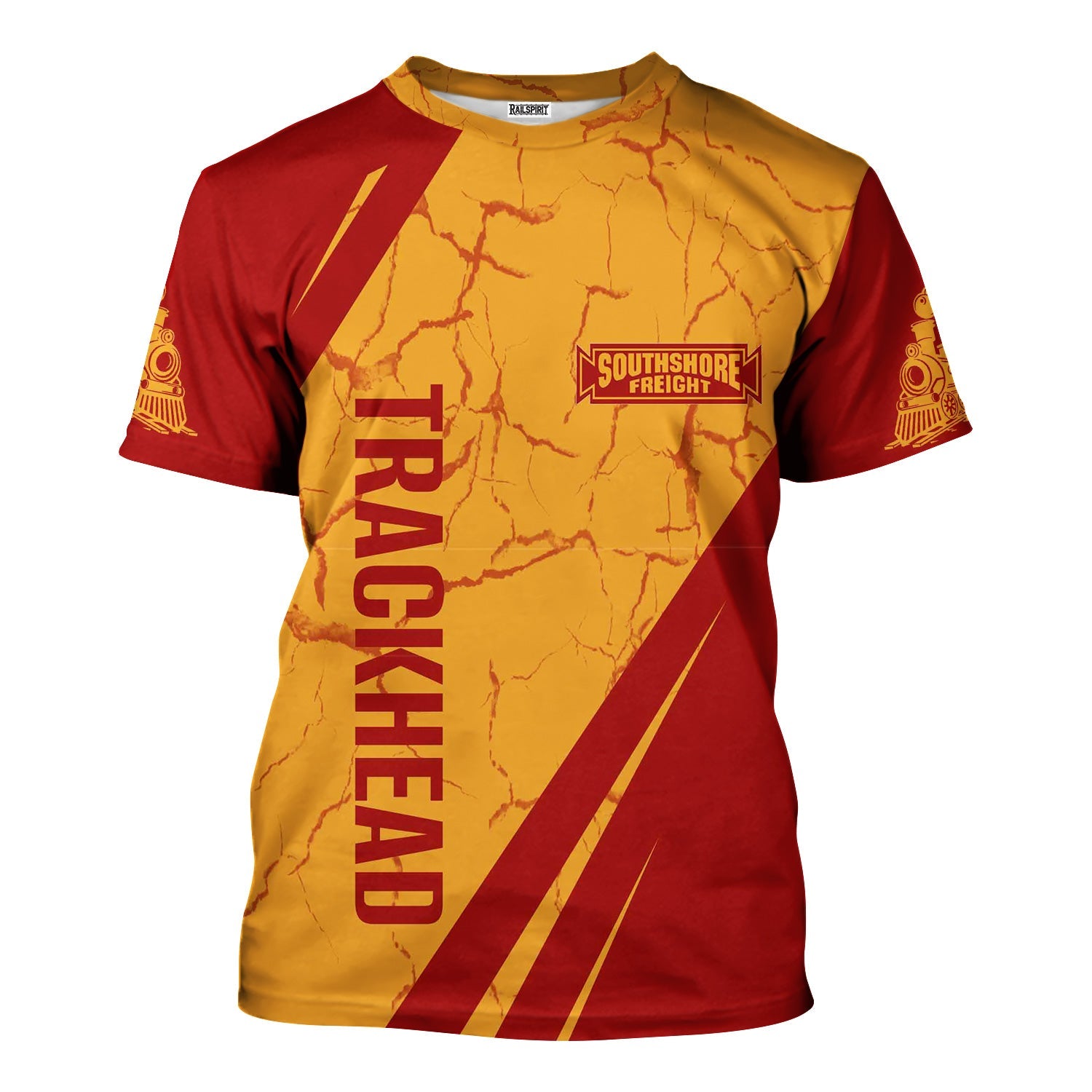Railspirit Personalized Chicago South Shore and South Bend Railroad T-Shirt Crackle Texture Style Shirt For Trackhead