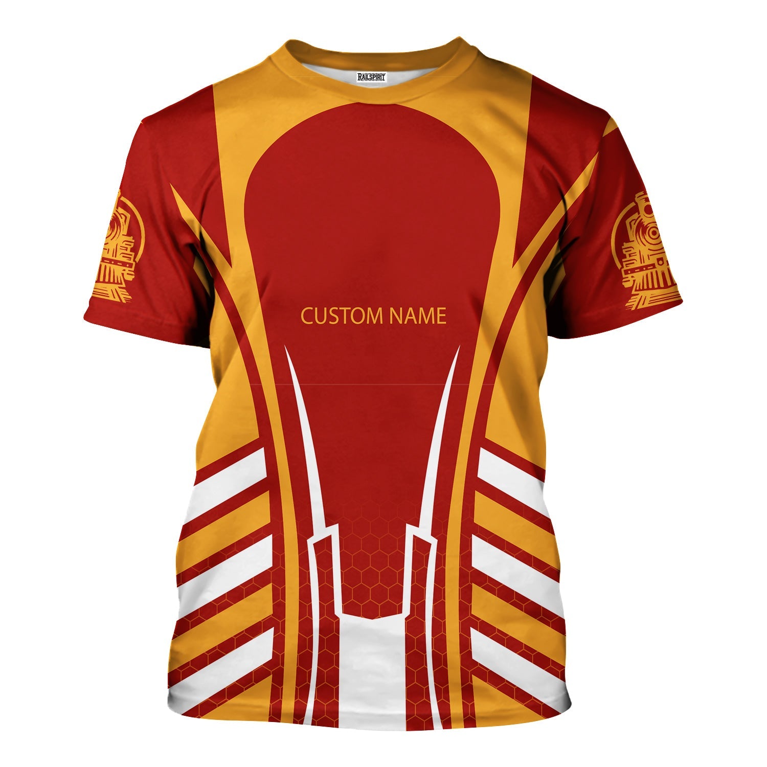 Railspirit Personalized Chicago South Shore and South Bend Railroad T-Shirt Striped Railroad Style Train Shirt All Over Print