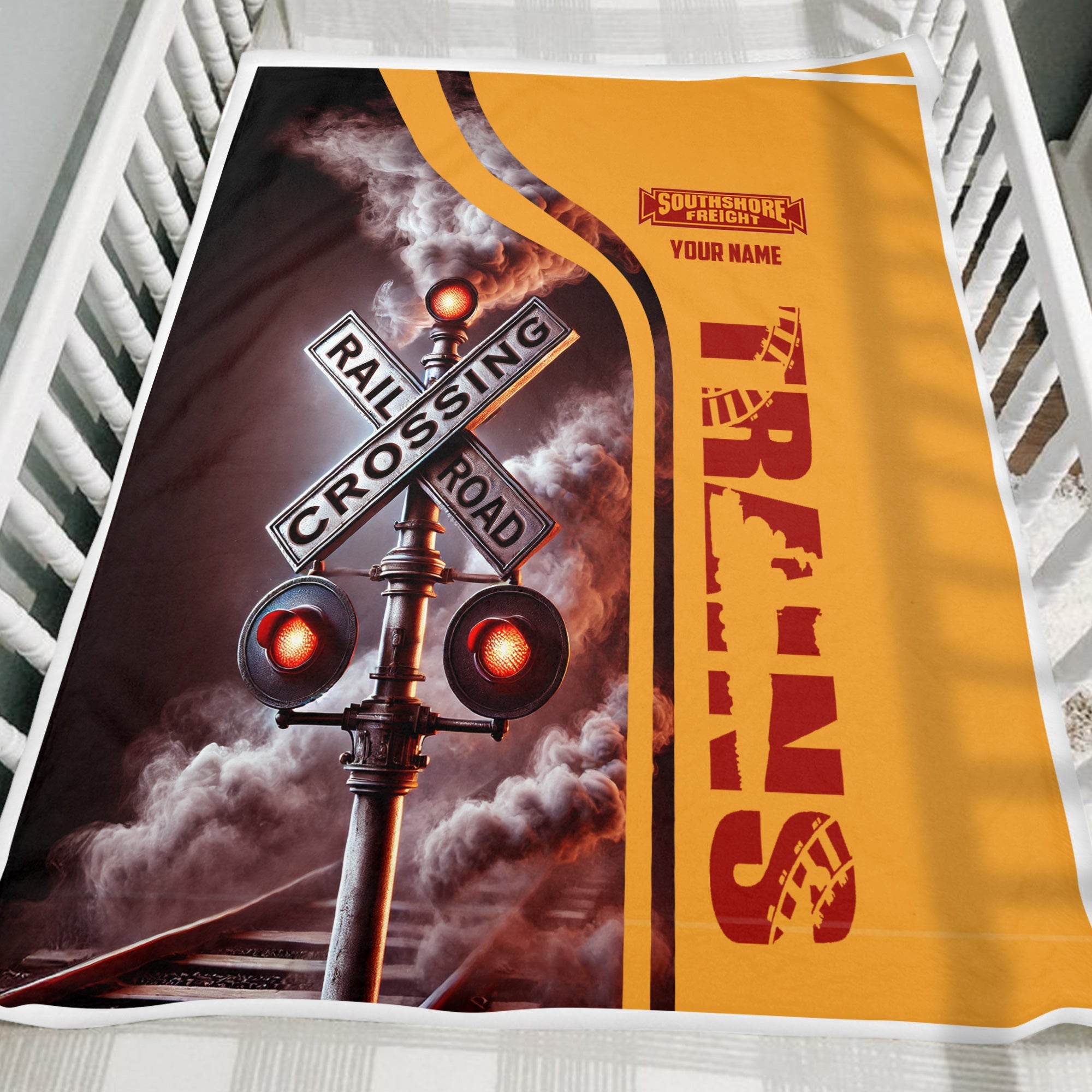Railspirit Personalized Chicago South Shore and South Bend Railroad Blanket Railroad Crossing Sign Blanket All Over Print