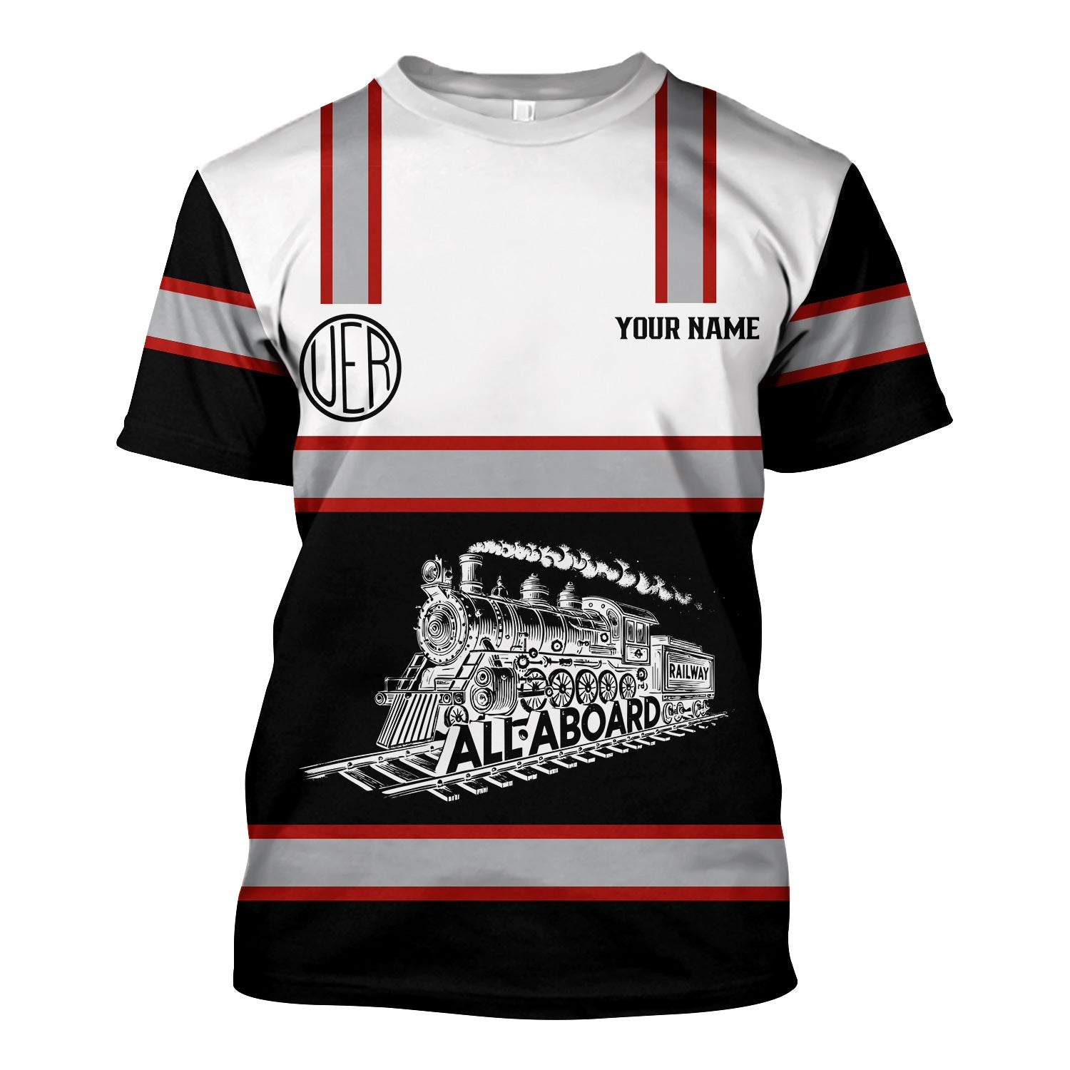 Railspirit Custom Name Union Electric Railway T Shirt Eat Train Sleep Repeat Printed Train Shirt