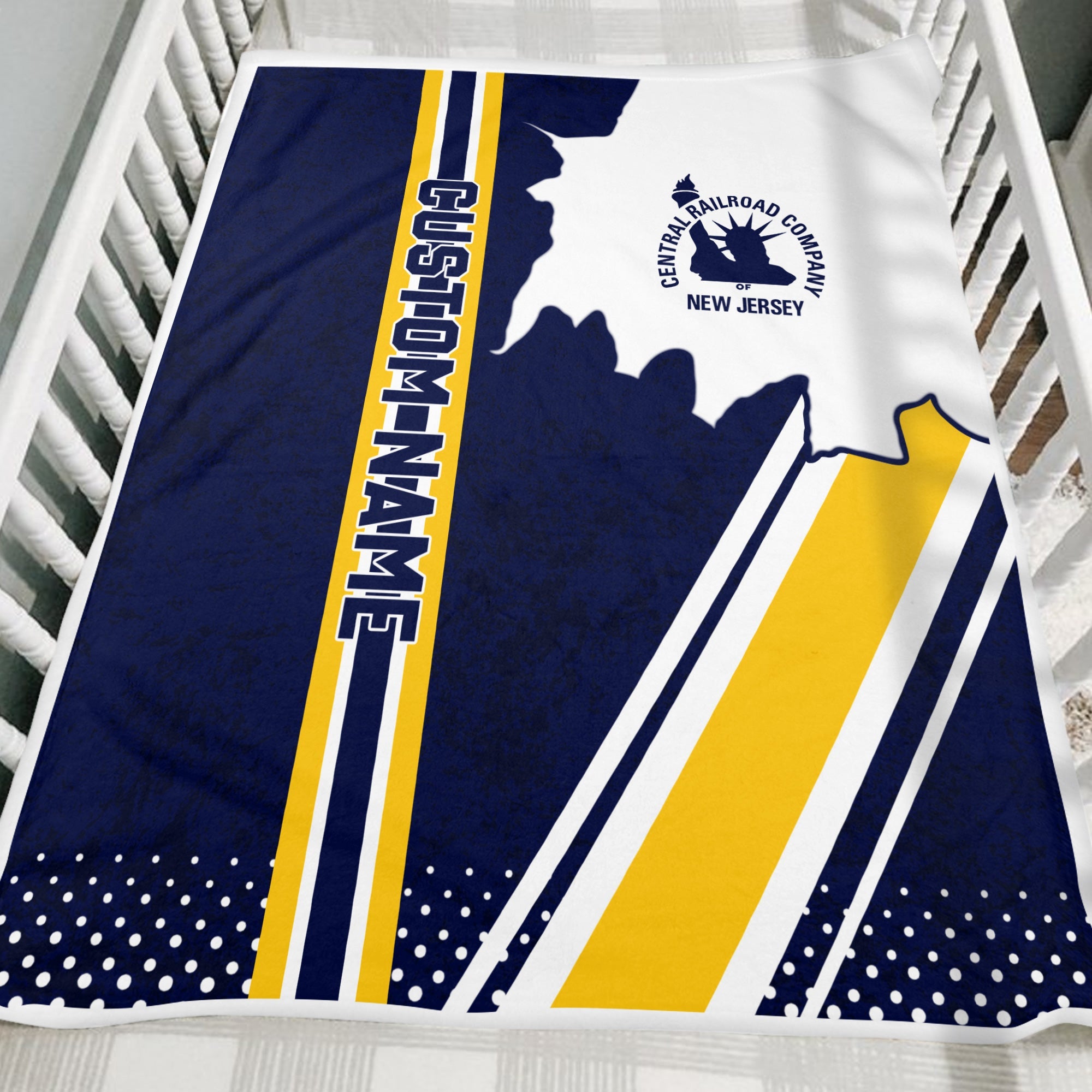 Railspirit Personalized CNJ Jersey Central Railroad Blanket Vintage All Over Printed Blanket