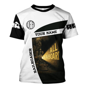 Railspirit Personalized Union Electric Railway T-Shirt All Aboard Steam Train Movie Projector Style Shirt