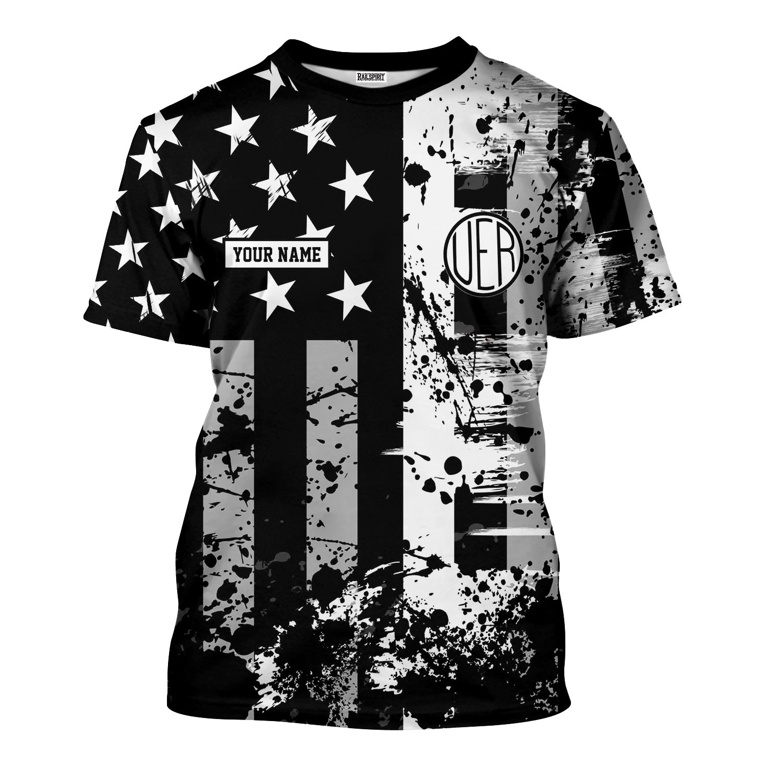 Railspirit Personalized Union Electric Railway T-Shirt Artistic Paint American Flag Style Train Shirt