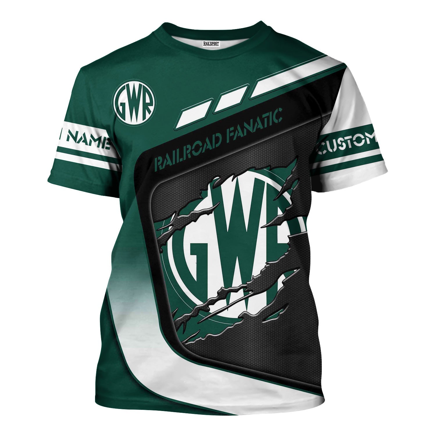 Railspirit Personalized Great Western Railway T-Shirt Ripped Texture Style Train Shirt For Railroad Fanatic