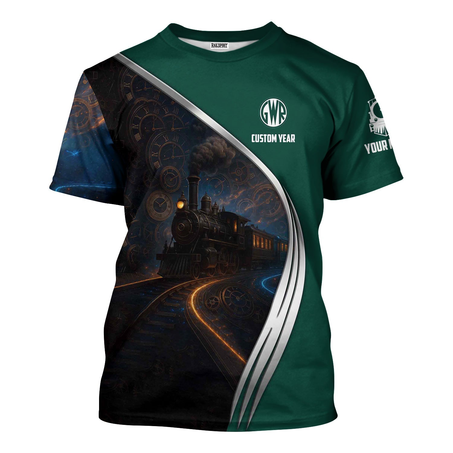 Railspirit Personalized Great Western Railway T-Shirt Steampunk Locomotive with Custom Year Train Shirt