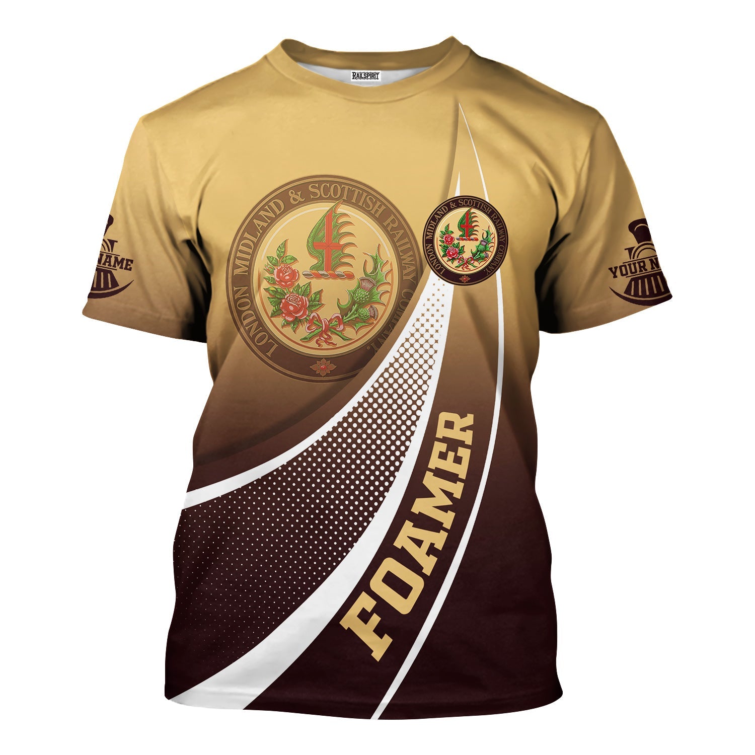 Railspirit Personalized London, Midland and Scottish Railway T-Shirt Railway-Themed Style Shirt Gift Idea For Trainspotter