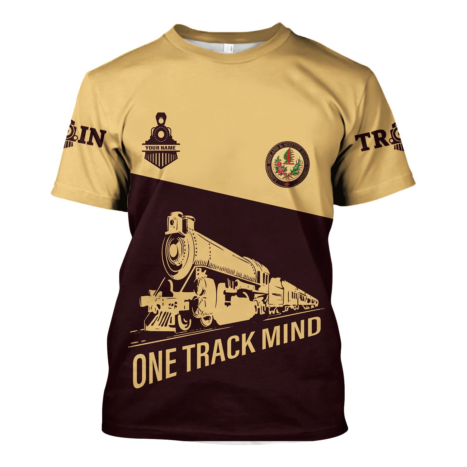 Railspirit Personalized London, Midland and Scottish Railway T Shirt One Track Mind Unisex Train Shirt Gift Idea For Train Lover