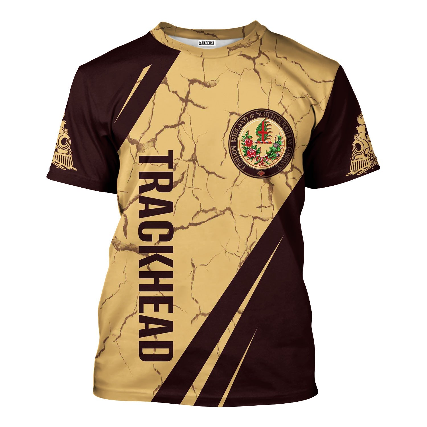 Railspirit Personalized London, Midland and Scottish Railway T-Shirt Crackle Texture Style Shirt For Trackhead