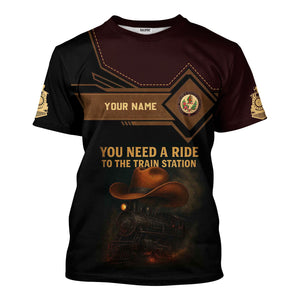 Railspirit Personalized London, Midland and Scottish Railway T-Shirt You Need A Ride To The Train Station Shirt For Train Lovers