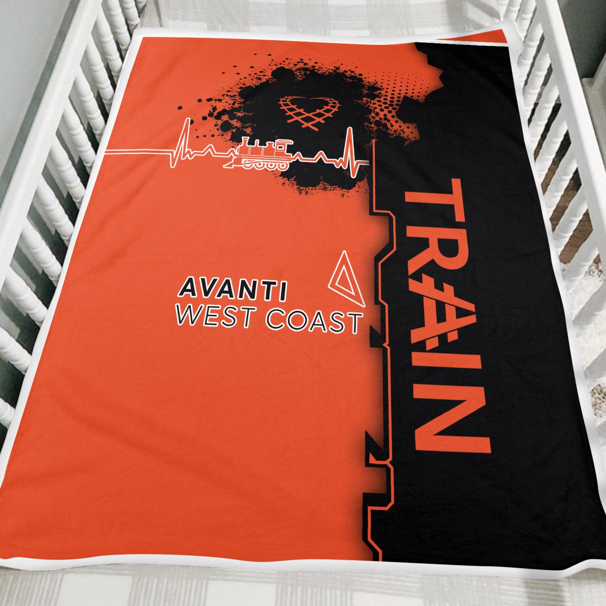 Railspirit Avanti West Coast Blanket Engine Heartbeat and Track Love Style Blanket Gift Idea For Train Lovers