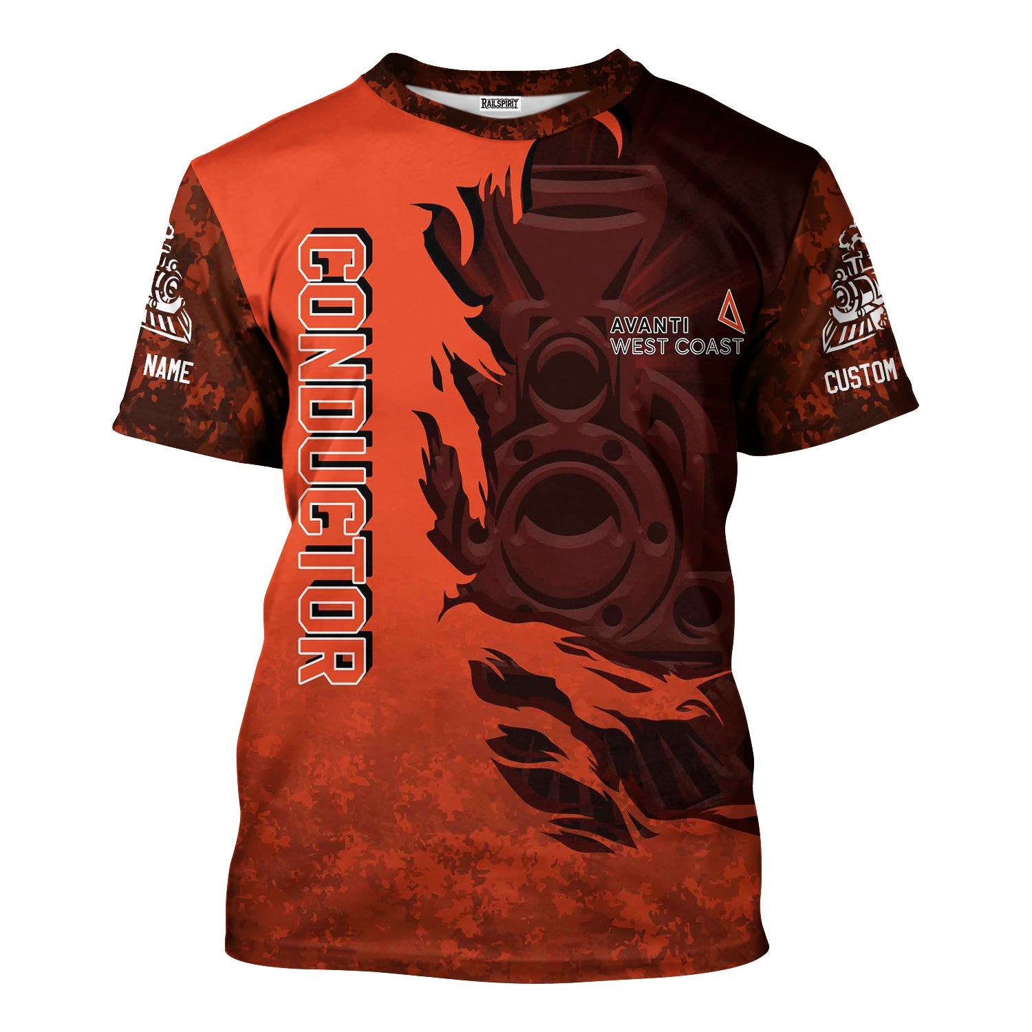 Railspirit Personalized Avanti West Coast T-Shirt Blazing Style with Custom Position Train Shirt