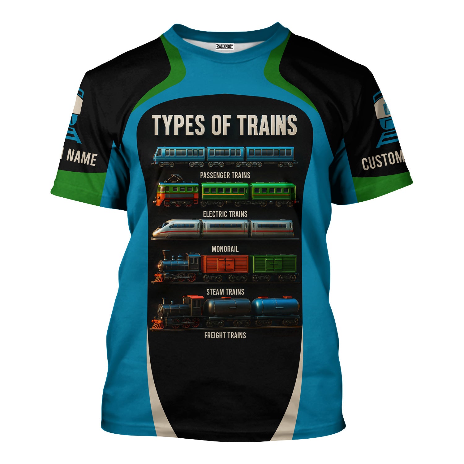 Railspirit Personalized T-Shirt You Can Never Have Too Many Trains Type of Trains Design Shirt for Train Lovers
