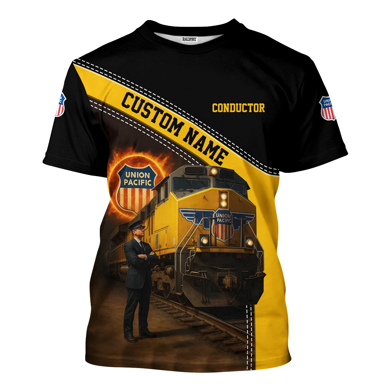 Railspirit Personalized Union Pacific Railroad T-Shirt with Custom Job Position Train Shirt