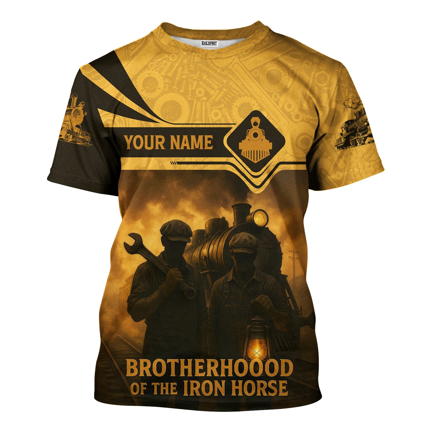 Custom Name Steam Train T-shirt, Brotherhood of The Iron Horse, Vintage Style, Train Lover Gift