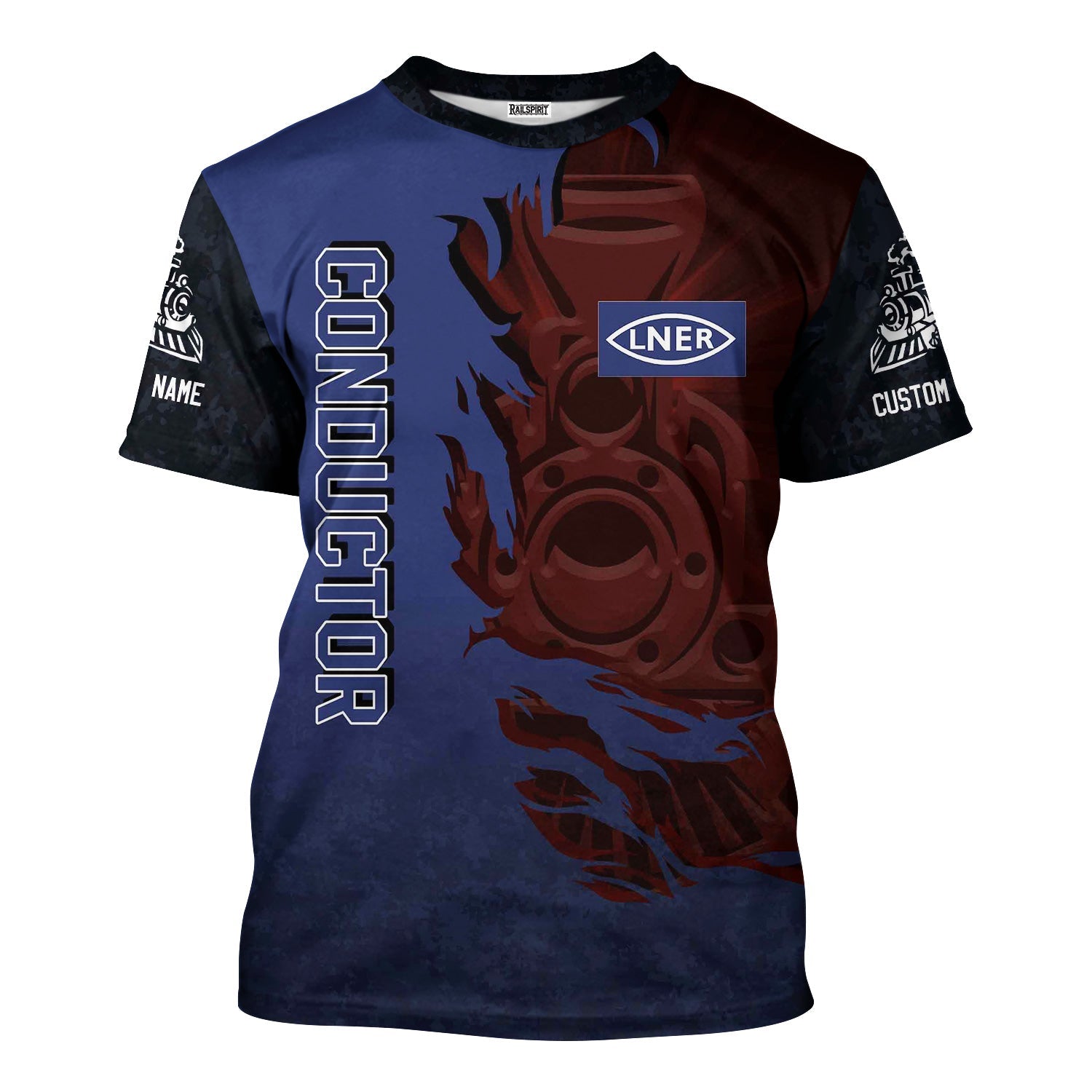 Railspirit Personalized London and North Eastern Railway T-Shirt Blazing Style with Custom Position Train Shirt