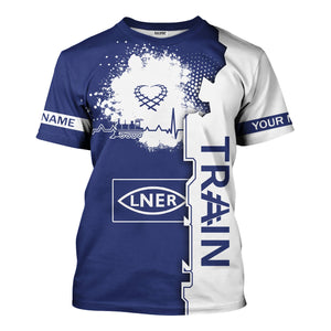 Railspirit Personalized London and North Eastern Railway T-Shirt Engine Heartbeat and Track Love Style Shirt Gift Idea For Train Lovers