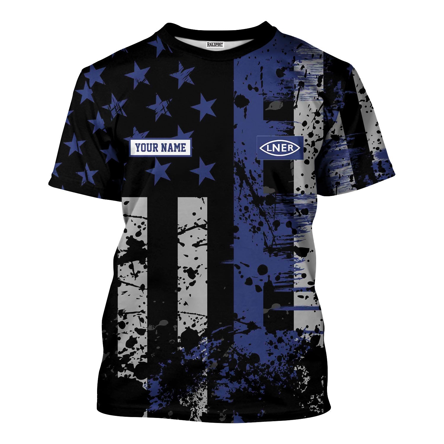 Railspirit Personalized London and North Eastern Railway T-Shirt Artistic Paint American Flag Style Train Shirt