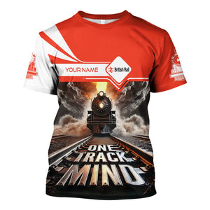 Railspirit Personalized British Railway T Shirt One Track Mind Train Printed Shirt