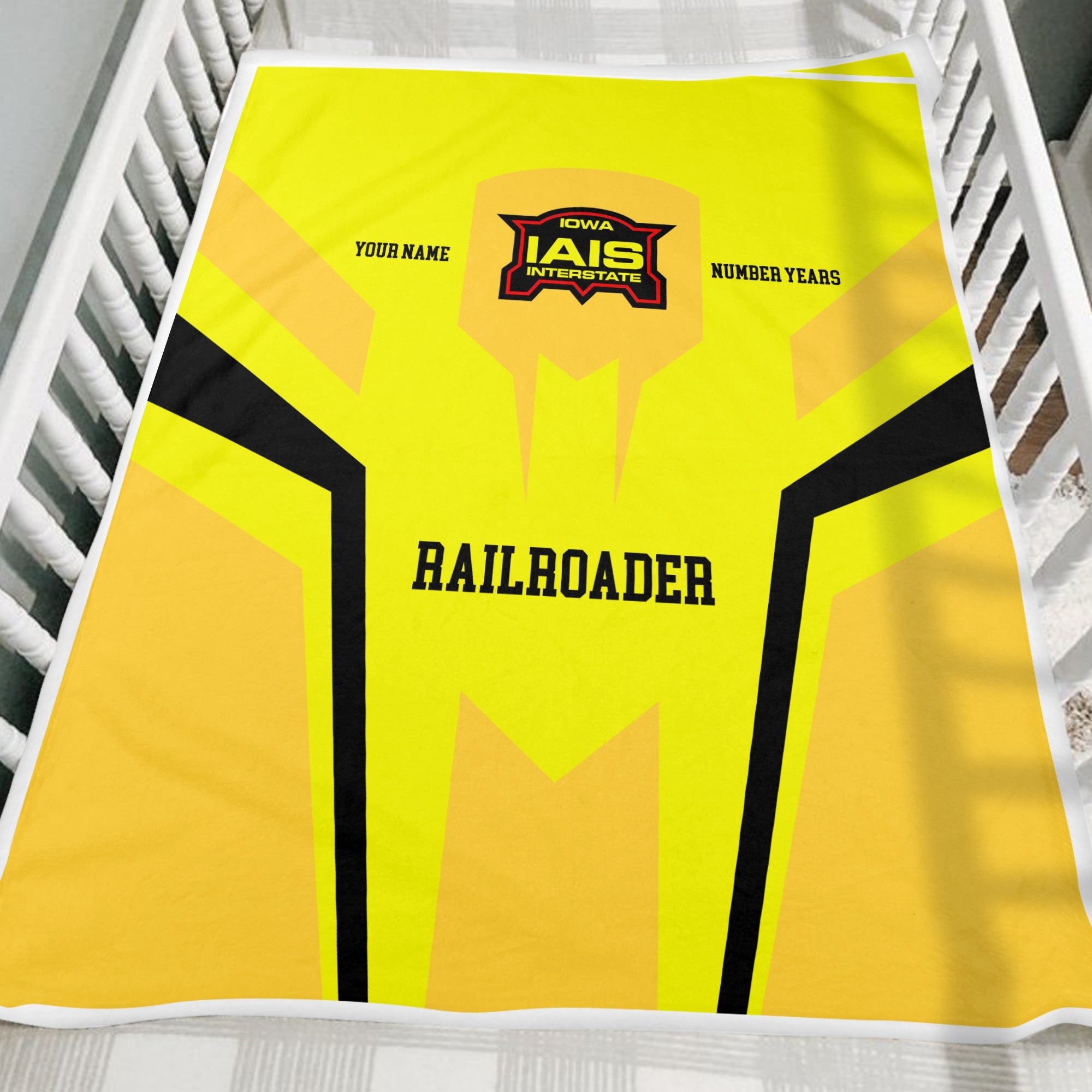 Railspirit Personalized Iowa Interstate Railroad Blanket Custom Year Railroader IAIS Gift Idea For Train Lover