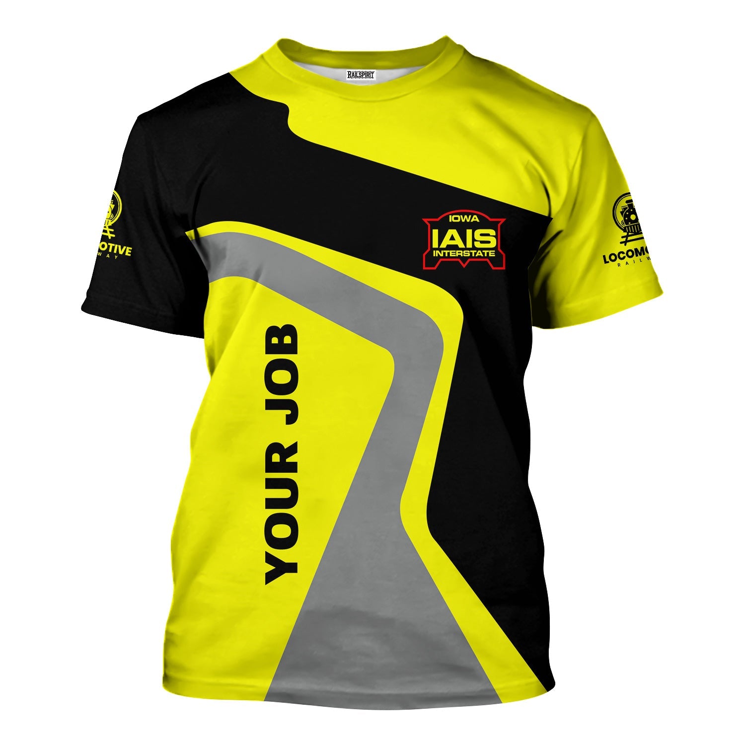 Railspirit Personalized Iowa Interstate Railroad T-Shirt Unique Design with Custom Job Position IAIS Train Shirt