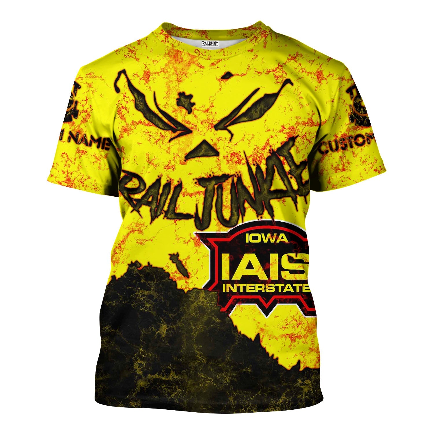Railspirit Personalized Iowa Interstate Railroad T-Shirt Torn Graphic Style IAIS Train Shirt For Rail Junkie