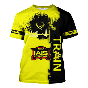 Railspirit Personalized Iowa Interstate Railroad T-Shirt Engine Heartbeat and Track Love Style IAIS Shirt Gift Idea For Train Lovers