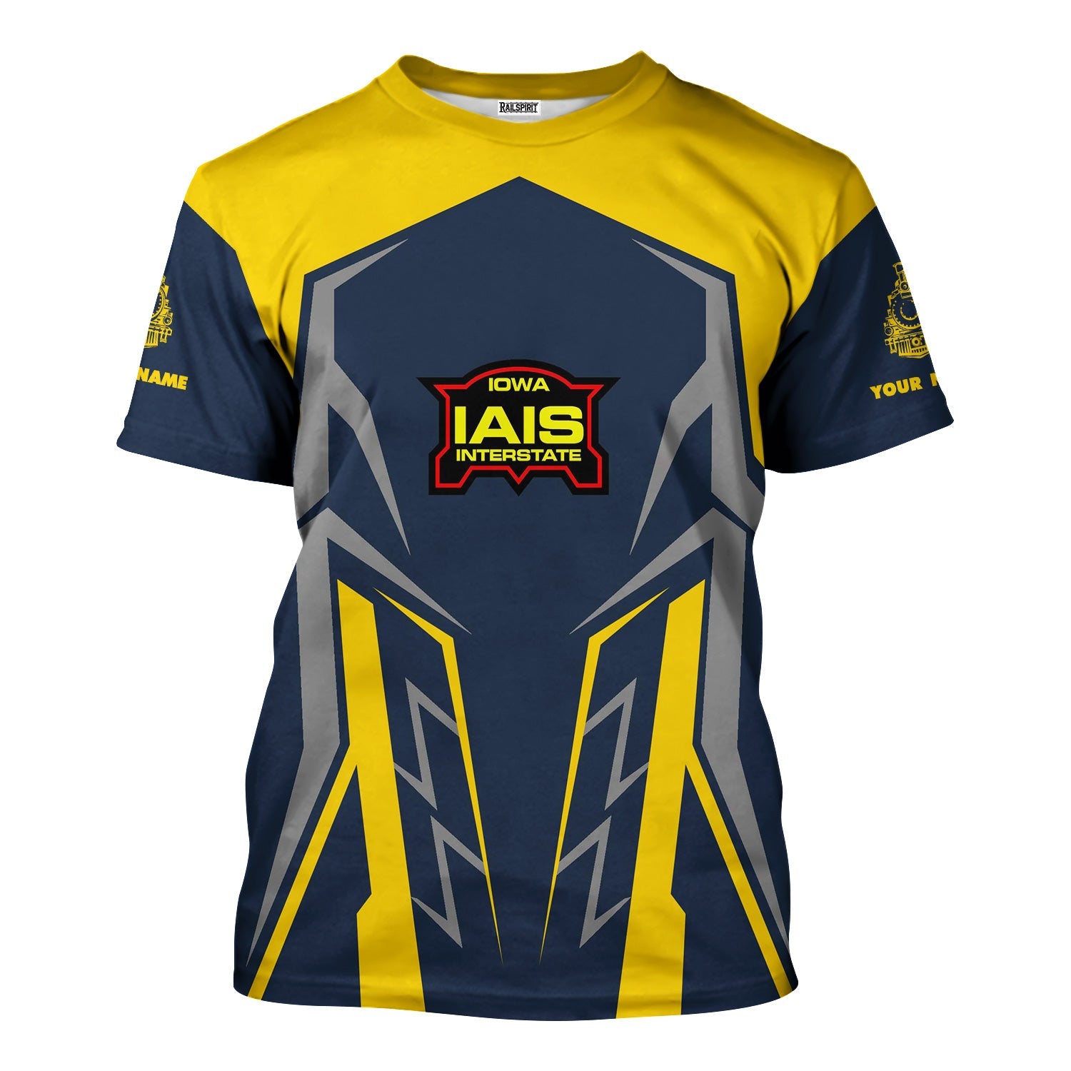 Railspirit Personalized Iowa Interstate Railroad T-Shirt Futuristic Design with Custom Job IAIS Train Shirt