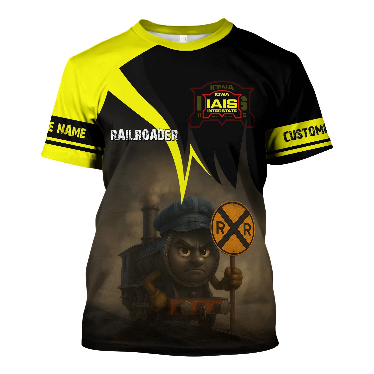 Railspirit Personalized Iowa Interstate Railroad T-Shirt Angry Train IAIS T-Shirt Gift Idea For Train Lover