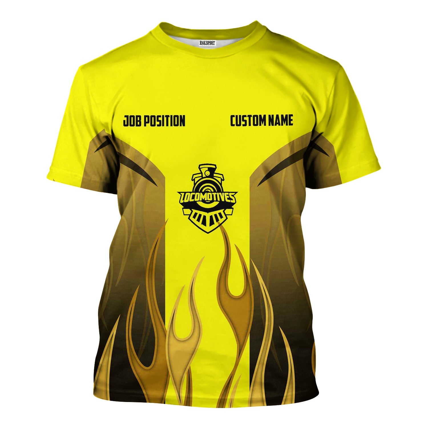Railspirit Custom Name and Job Title Iowa Interstate Railroad T-Shirt Flame Graphic IAIS Train Shirt