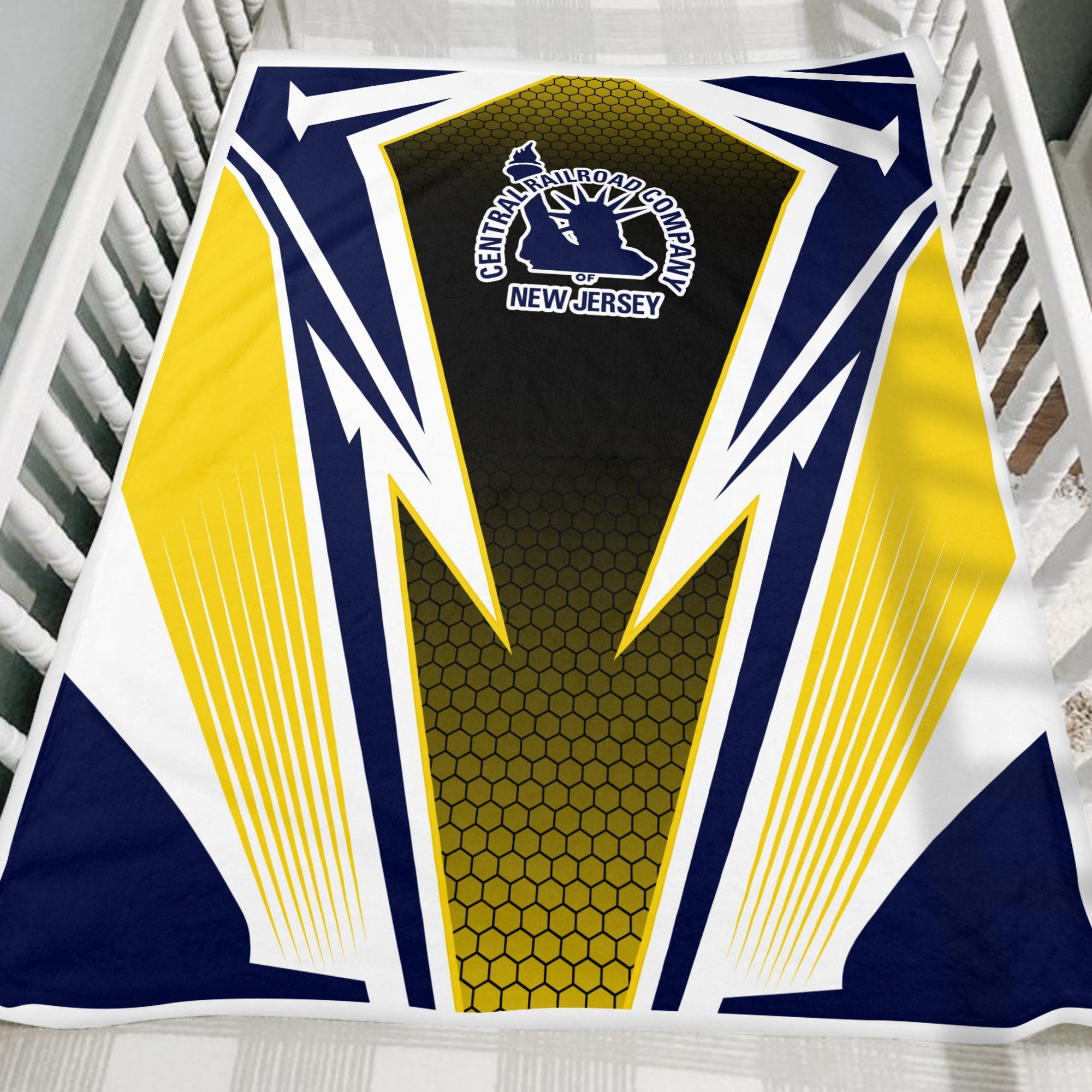 Railspirit CNJ Jersey Central Railroad Blanket Lightning Graphic Style Blanket Gift Idea For Train Lover