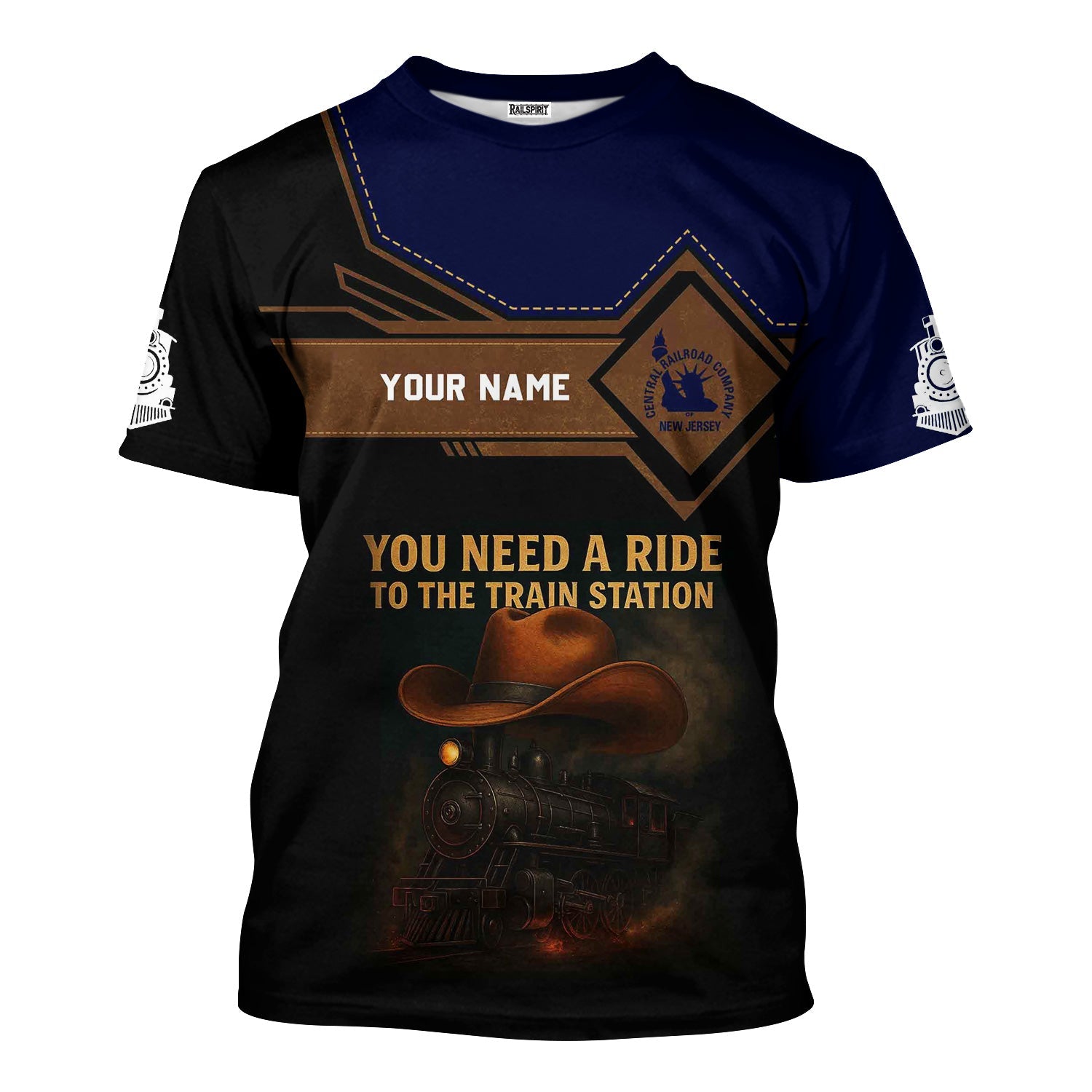 Railspirit Personalized Jersey Central Railroad T-Shirt You Need A Ride To The Train Station CNJ Shirt For Train Lovers