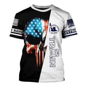 Railspirit Personalized CNJ Jersey Central Railroad T-Shirt Train Skull American Flag Shirt All Over Print