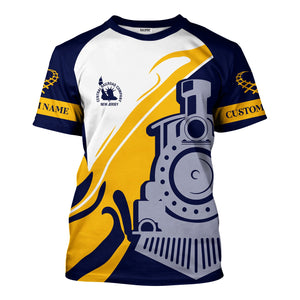 Railspirit Personalized CNJ Jersey Central Railroad T-Shirt Flame-Inspired Style Shirt Gift Idea For Train Lovers