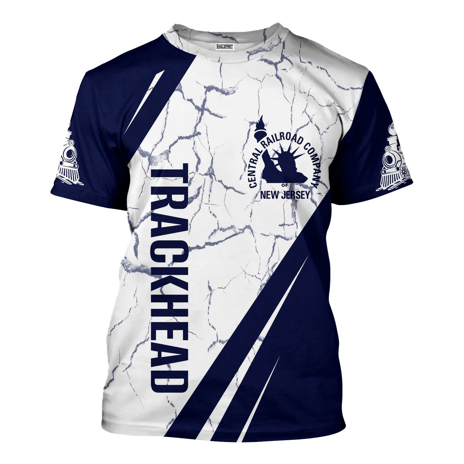 Railspirit Personalized Jersey Central Railroad T-Shirt Crackle Texture Style CNJ Shirt For Trackhead