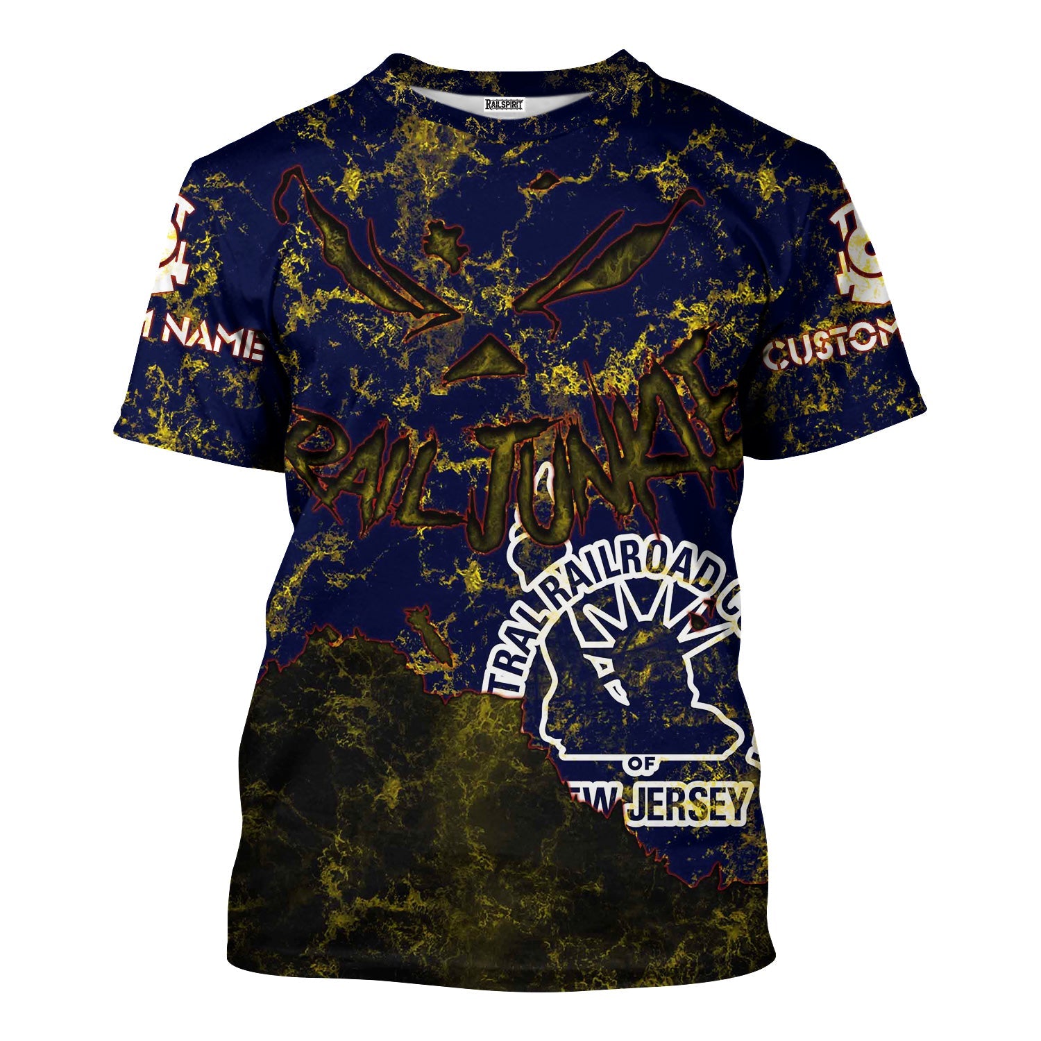 Railspirit Personalized Jersey Central Railroad T-Shirt Torn Graphic Style CNJ Train Shirt For Rail Junkie