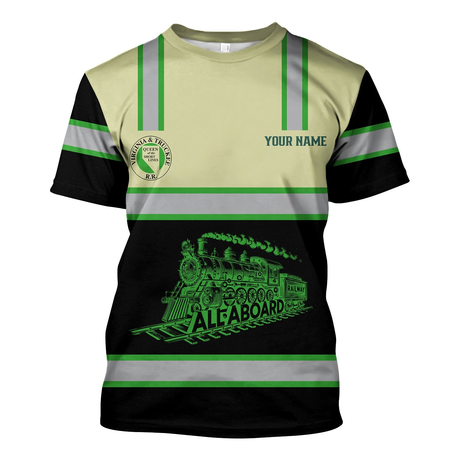 Railspirit Custom Name Virginia & Truckee Railroad T Shirt Eat Train Sleep Repeat Printed Train Shirt