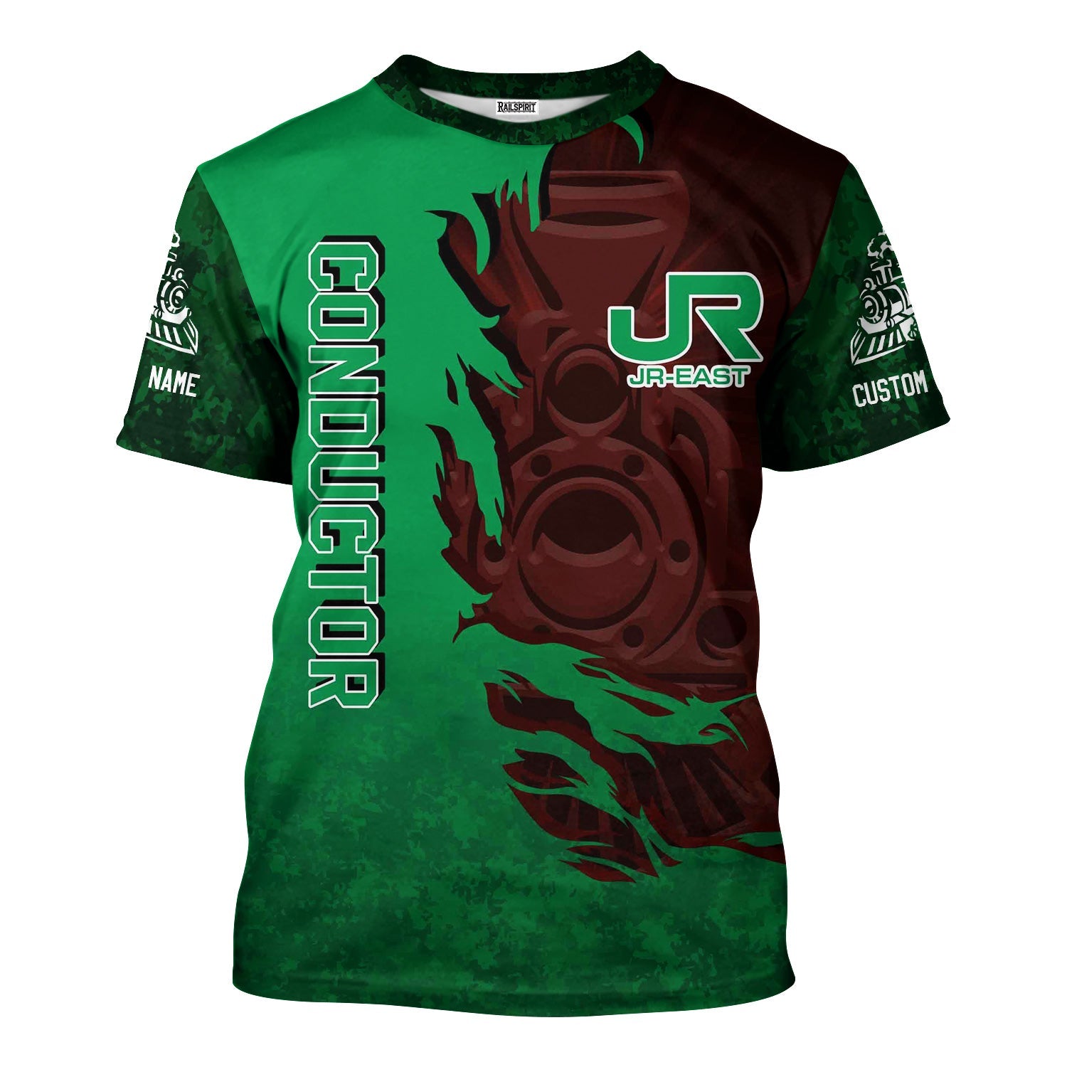 Railspirit Personalized East Japan Railway T-Shirt Blazing Style with Custom Position JR-EAST Train Shirt