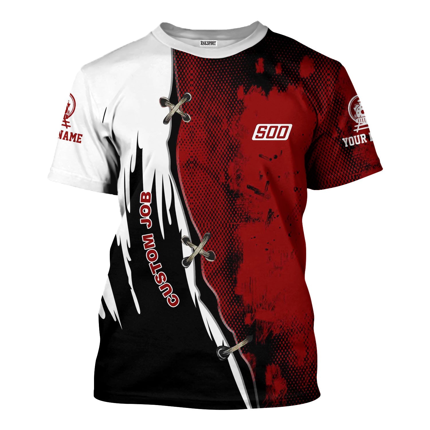 Railspirit Personalized Soo Line Railroad T-Shirt Retro Stitches Design with Custom Position Train Shirt