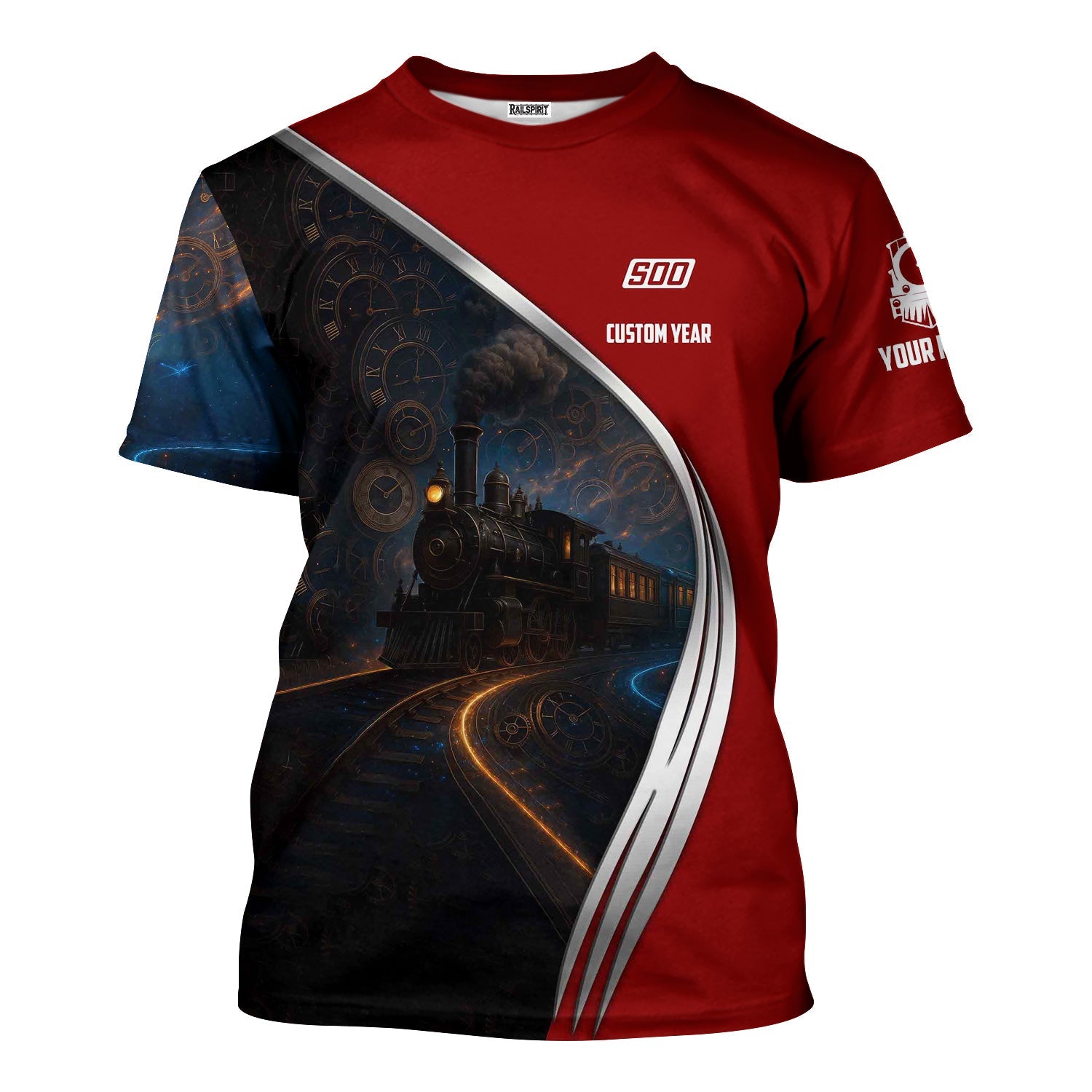 Railspirit Personalized Soo Line Railroad T-Shirt Steampunk Locomotive with Custom Year Train Shirt
