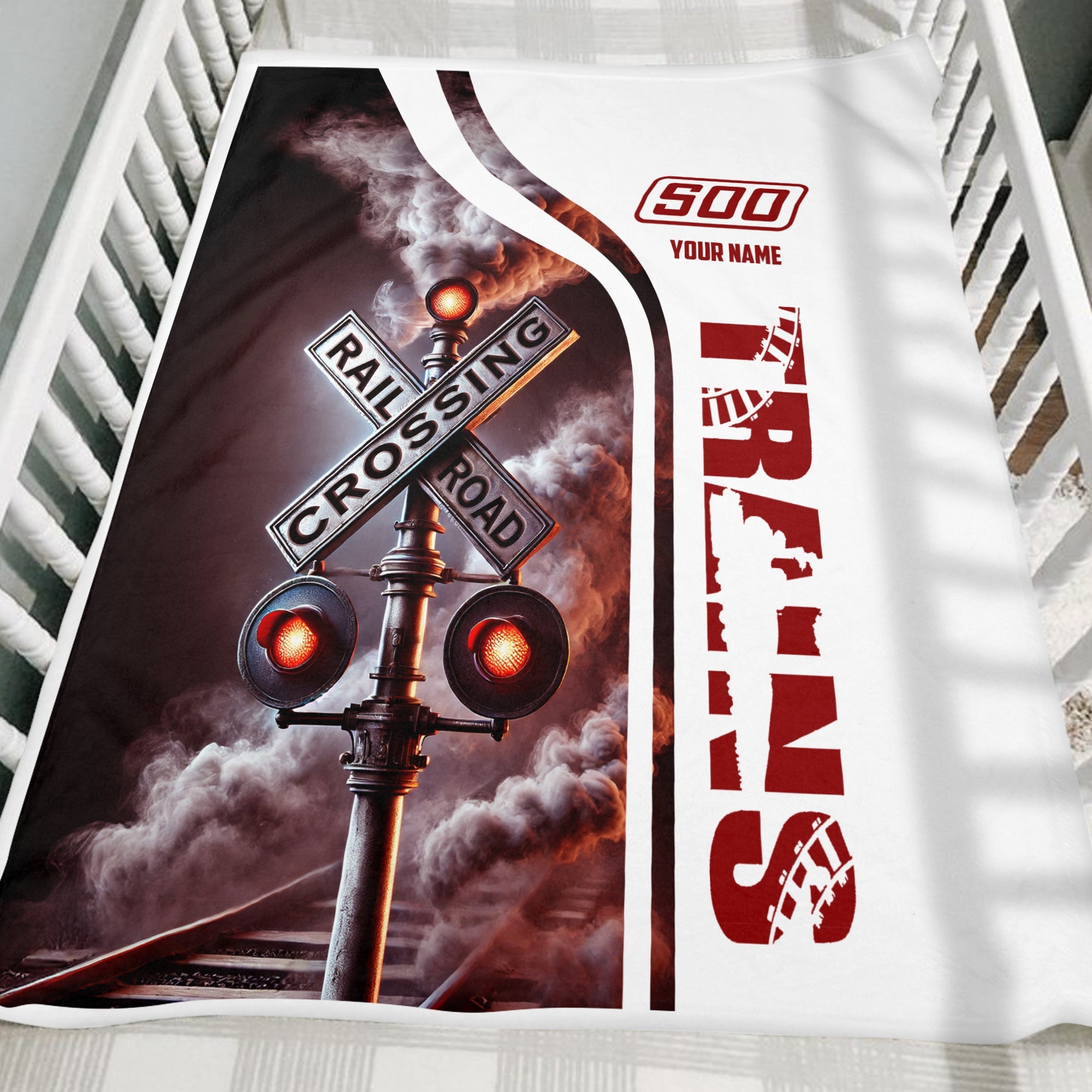 Railspirit Personalized Soo Line Railroad Blanket Railroad Crossing Sign Blanket All Over Print