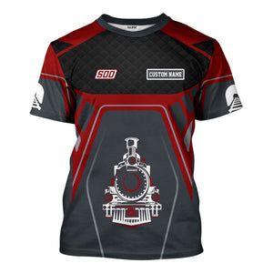 Railspirit Personalized Soo Line Railroad T-Shirt Steam Locomotive Engine Graphic Train Shirt All Over Print