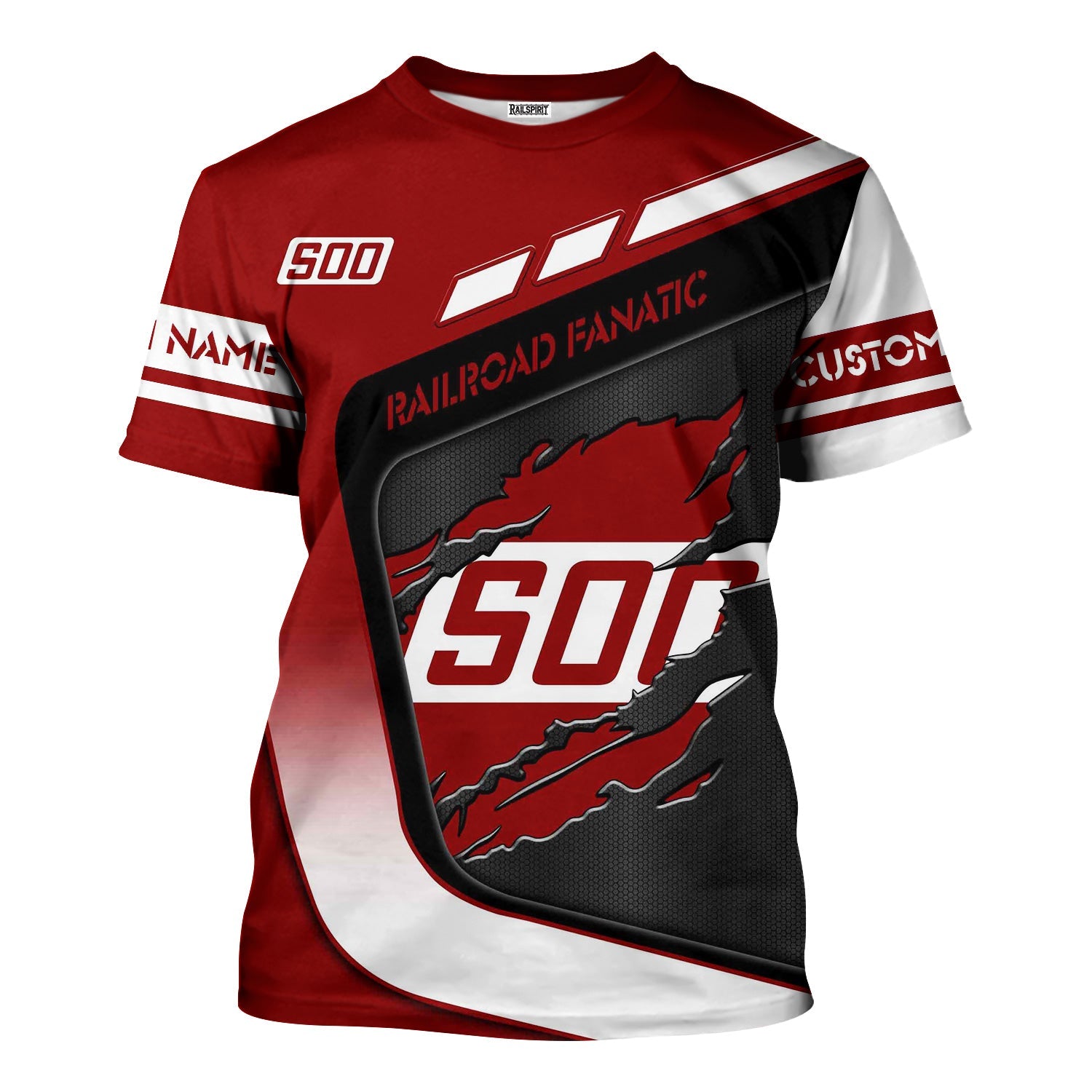 Railspirit Personalized Soo Line Railroad T-Shirt Ripped Texture Style Train Shirt For Railroad Fanatic