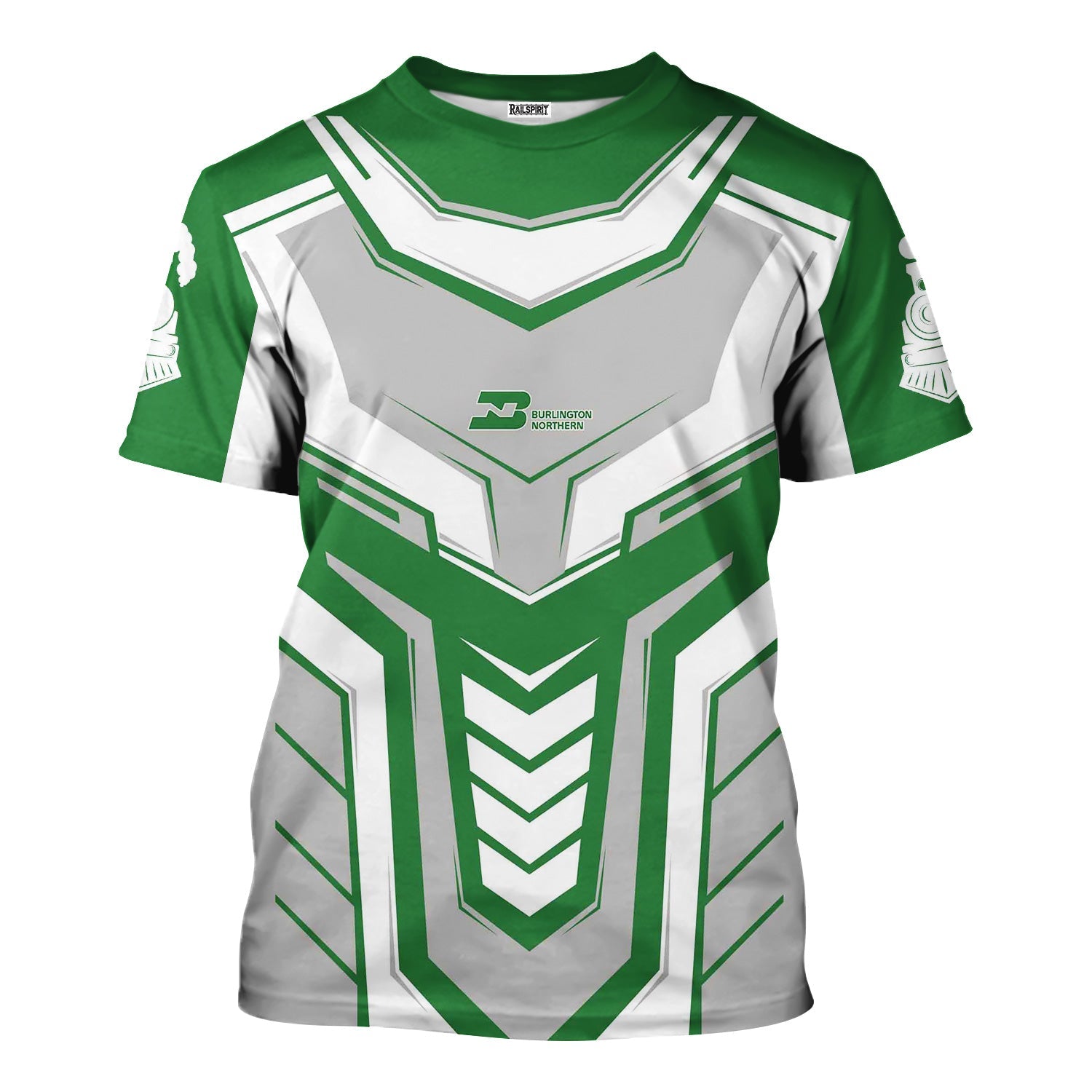 Railspirit Personalized Burlington Northern Railroad T-Shirt Armor-Inspired Design Train Shirt All Over Print