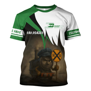 Railspirit Personalized Burlington Northern Railroad T-Shirt Angry Train Shirt Gift Idea For Train Lover