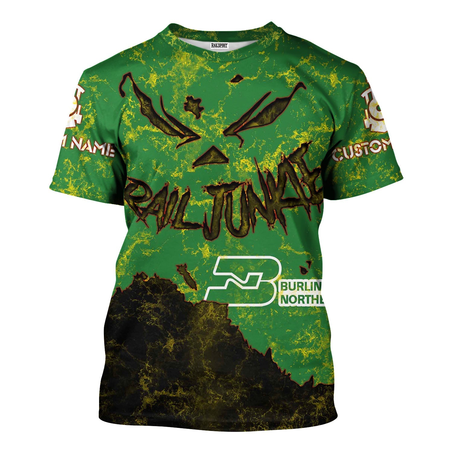 Railspirit Personalized Burlington Northern Railroad T-Shirt Torn Graphic Style Train Shirt For Rail Junkie