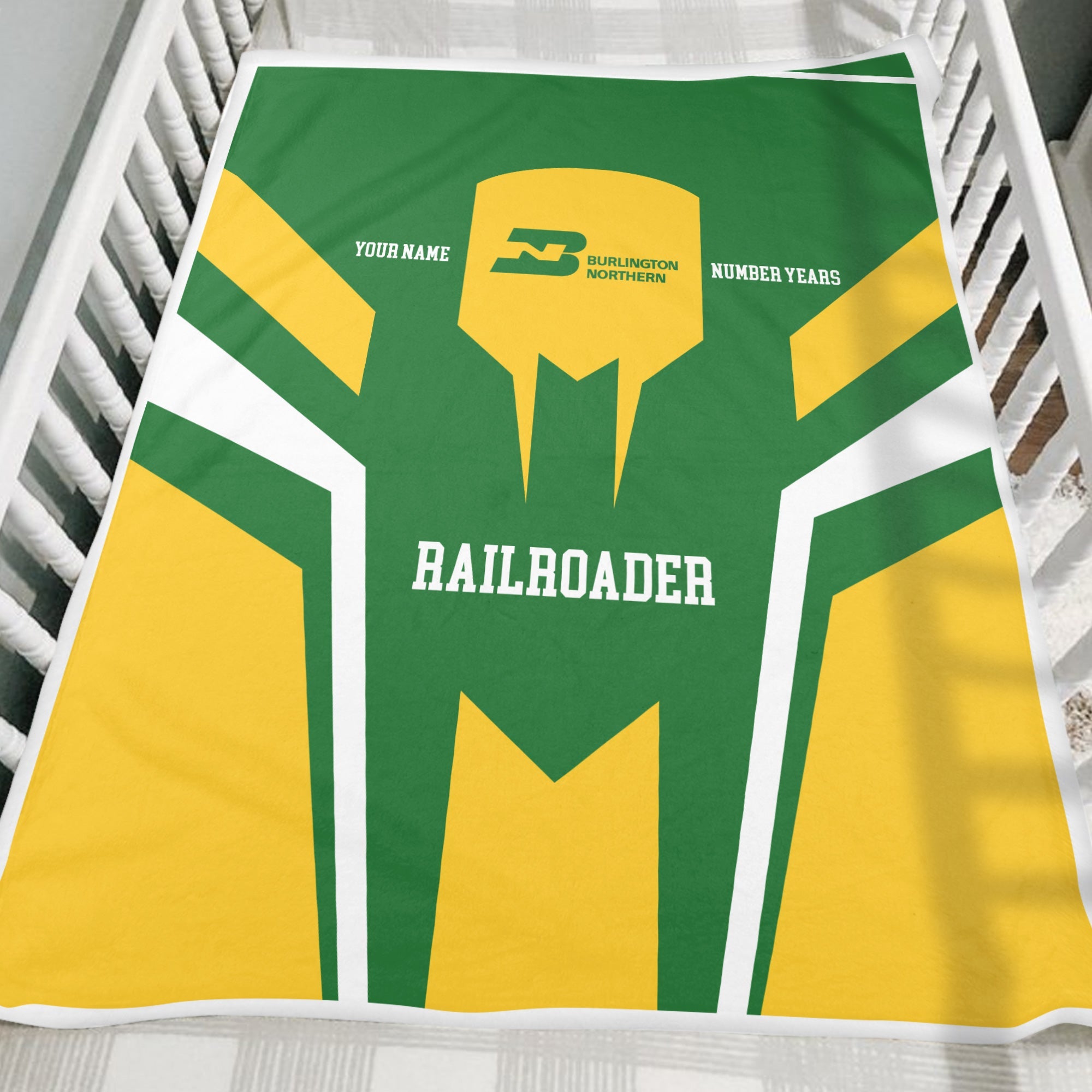 Railspirit Personalized Burlington Northern Railroad Blanket Custom Year Railroader Gift Idea For Train Lover