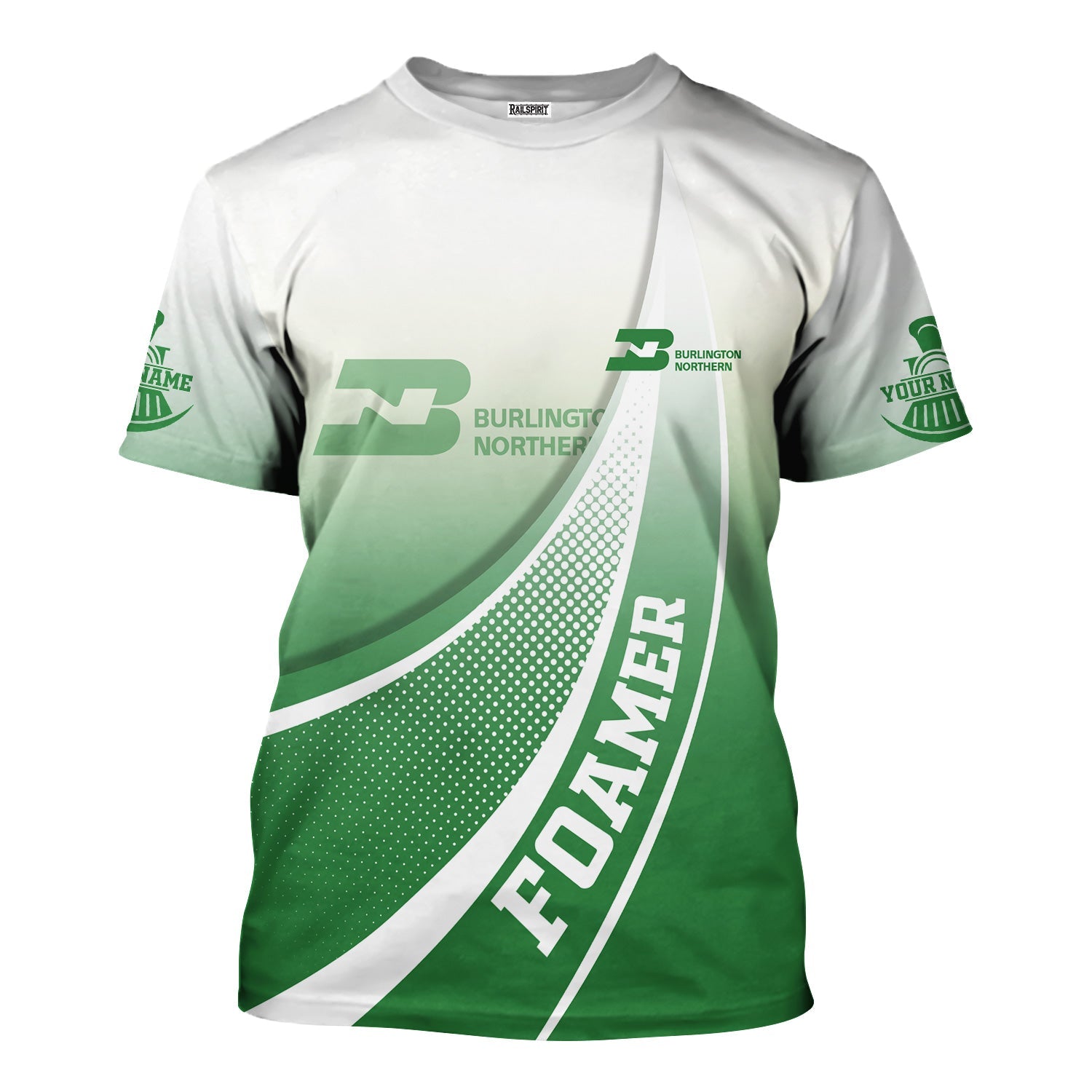 Railspirit Personalized Burlington Northern Railroad T-Shirt Railway-Themed Style Shirt Gift Idea For Trainspotter