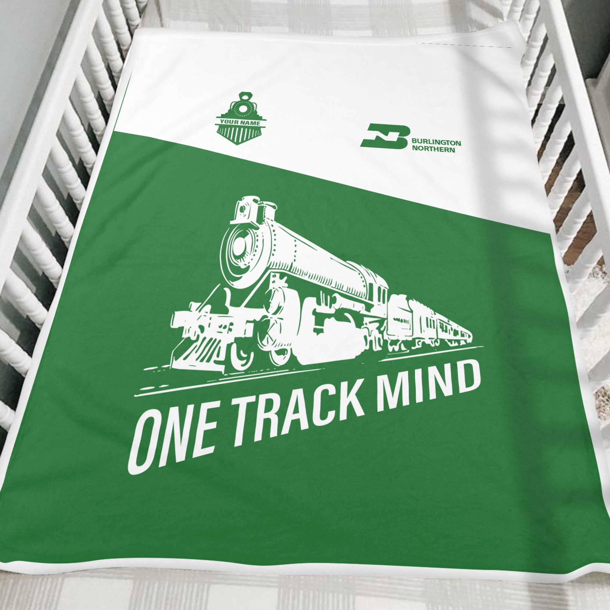 Railspirit Personalized Burlington Northern Railroad Blanket One Track Mind Train Blanket Gift Idea For Train Lover