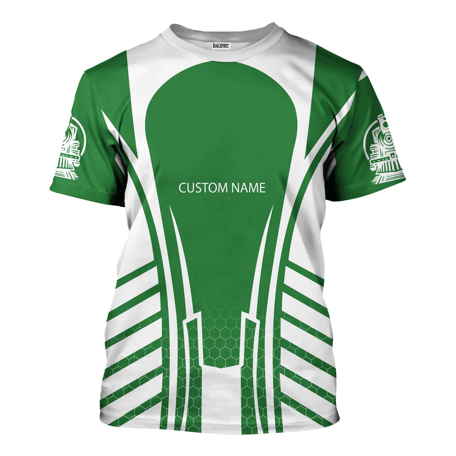 Railspirit Personalized Burlington Northern Railroad T-Shirt Striped Railroad Style Train Shirt All Over Print